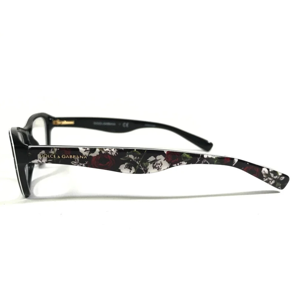Dolce & Gabbana Eyeglasses Frames DG3202 3019 Black Red White Floral 47-15-130